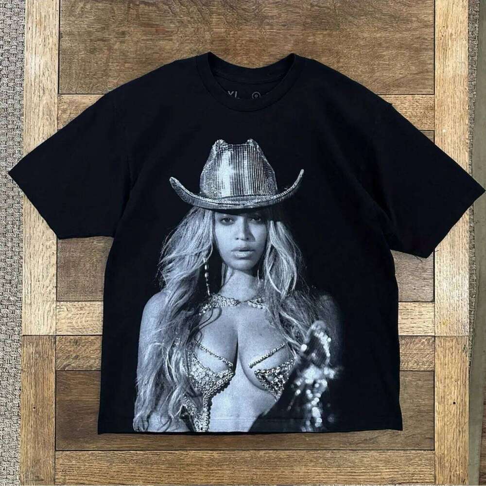 T-shirts de chanteur américain Beyonce Face Boxy imprimé graphique Vintage T-Shirts chauds surdimensionnés Y2K nouveau Streetwear pour hommes fem