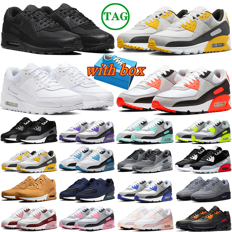 2026 avec boîte 90 chaussures de course baskets de créateurs des années 90 élevées triple noir blanc gris hommes baskets de sports de plein air t