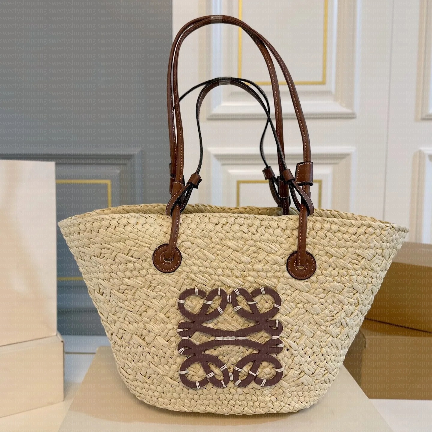 Beach Bags Designer Anagram Straw Bags Luxury Bags Shoulder Bags Handbags Wallets Classic Monogram Embroidered Bags Large Capacity Shopping Bags Fas