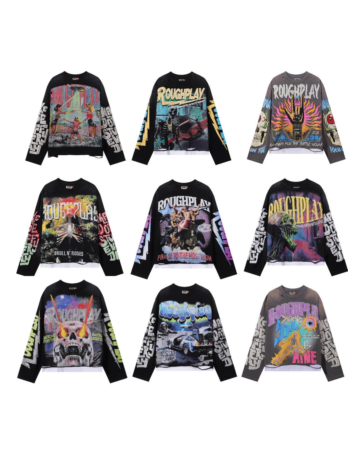 Men's T Shirts Designer Shirt 2026 Vintage Print American Trend High Street Fashion Casual 2 Piece Set Unisex Long Sleeve Inner Wear