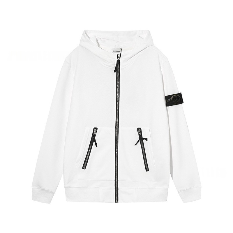 Men's Hoodies Autumn Style Loose Metal Zipper Decorative Compass Sleeve Stone Compass Logo Outdoor Jacket Pure Color Sweatshirt Mens Designer C