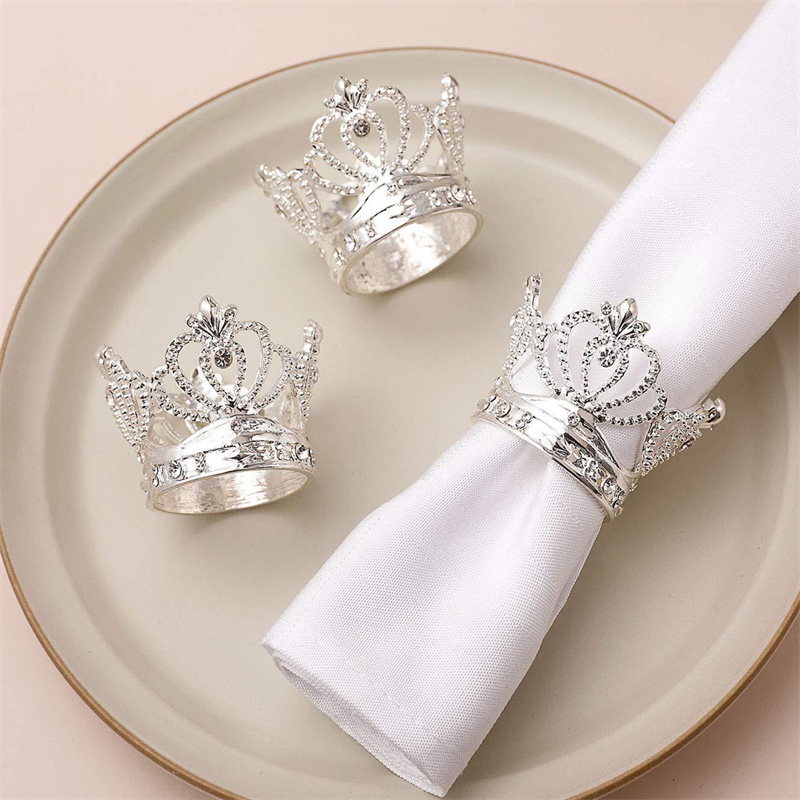 Crown Napkin Ring Gold Silver Cafe Table Napkin Holder-image-1095596330