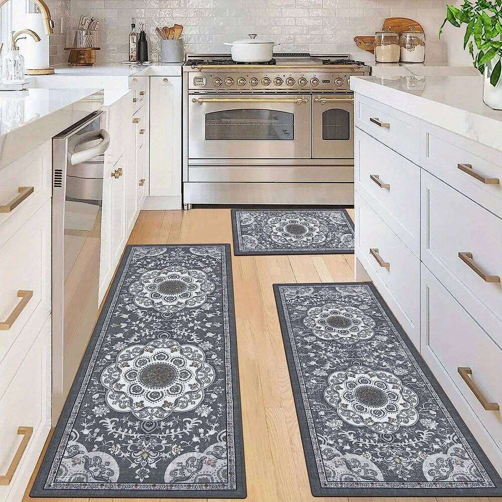 3 pcs set floor mat Bohemian style rugs carpet Non-slip comfortable washable kitchen decoration office bedroom corridor H260226-image-1095606485