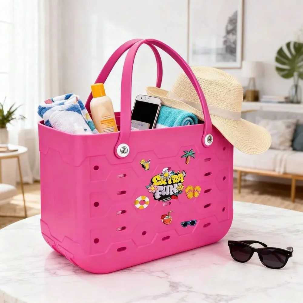 XL/L/M oversized large capacity beach bag EVA rubber travel picnic storage womens shopping handbag childrens swimming bag S26226{category}-image-1095567516