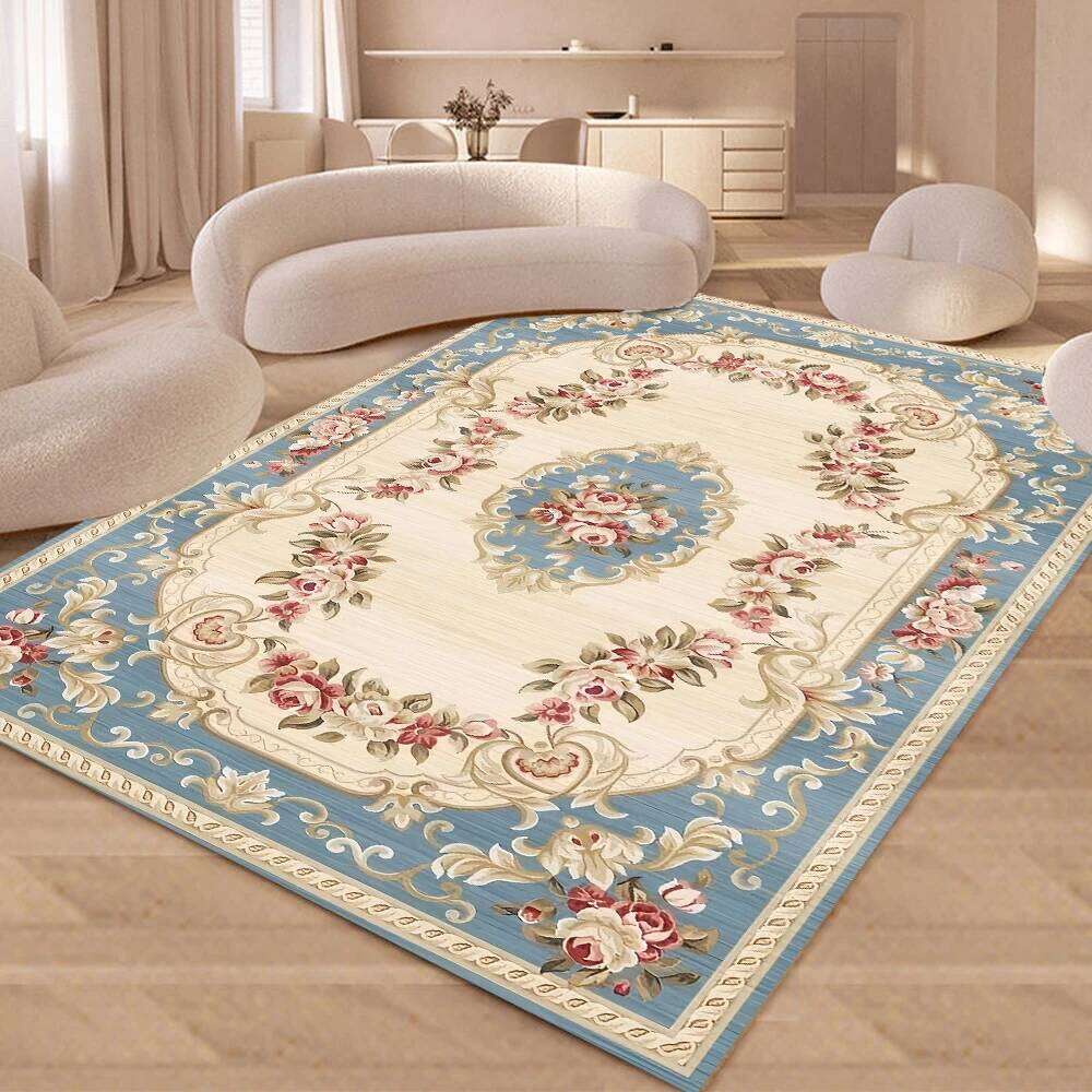 European Retro Floral Large Carpet for Living Room Luxury Decoration Rug Non-slip Bedroom Cloakroom Washable Soft Mat H260226-image-1095597595