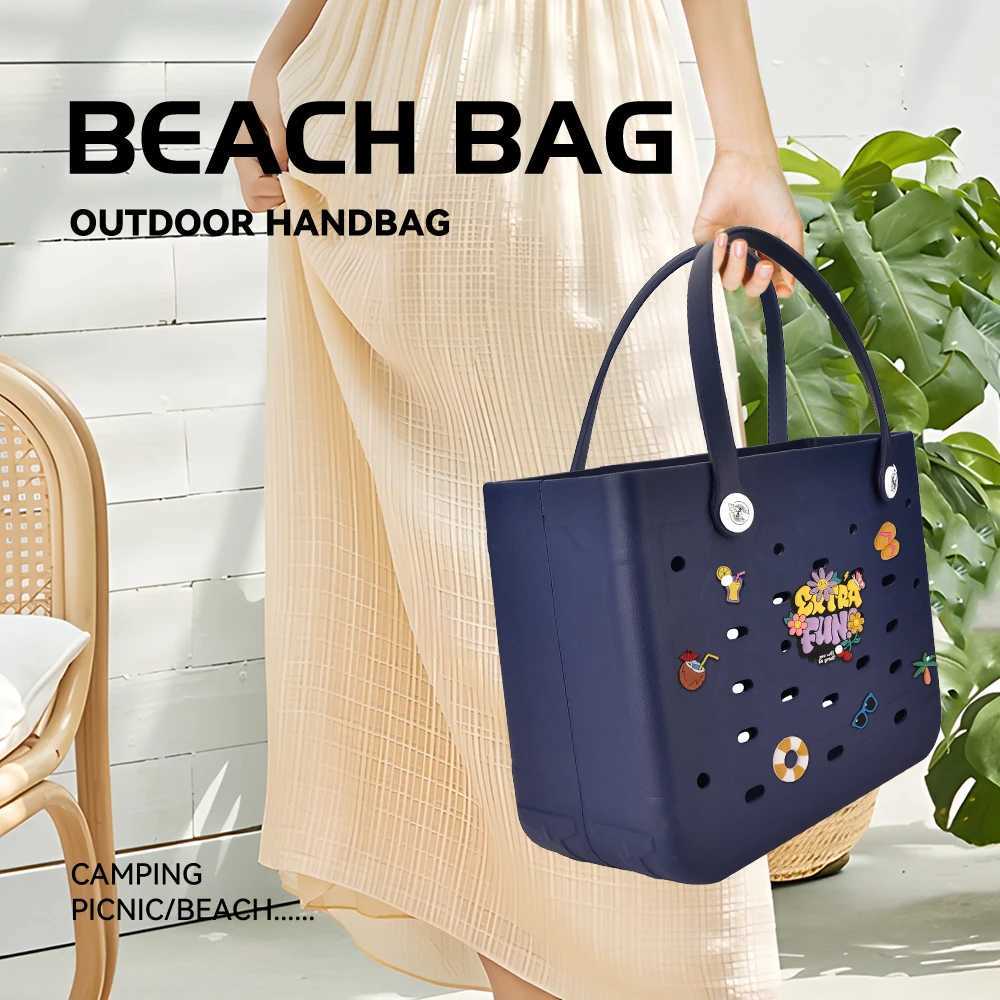 L Large Beach Bag EVA Rubber Waterproof Beach Travel Picnic Storage Basket Womens Shopping Handbag Hemp Bag Jelly Tote Bag S26226-image-1095567429