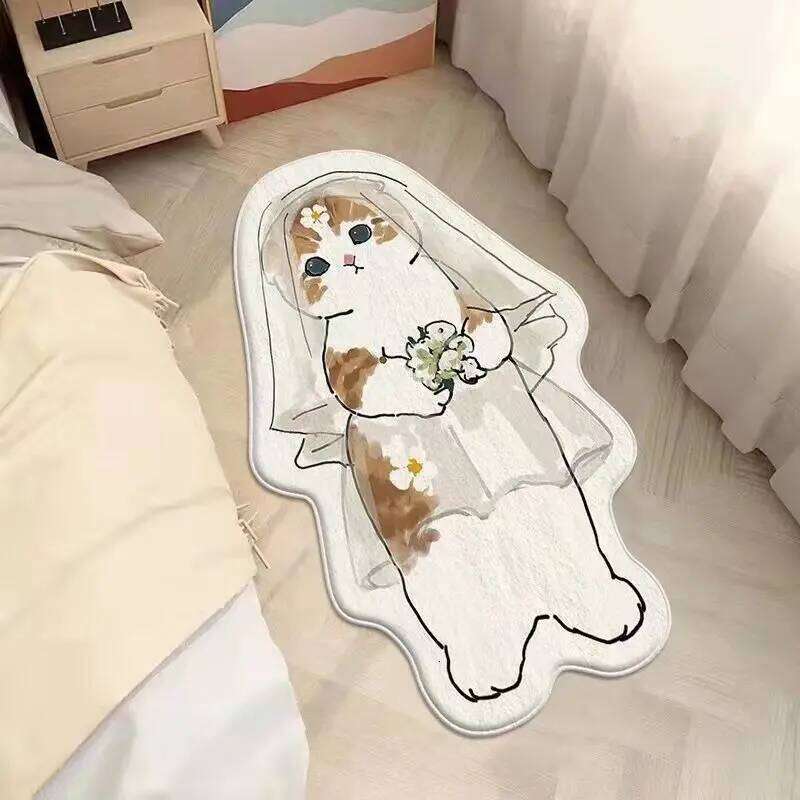 Faux Cashmere Cute Cartoon Pet Carpet Home Bedroom Bedside Decorative Floor Mat Anti-slip Dirty Resistant Machine Washable Rug H260226-image-1095593806