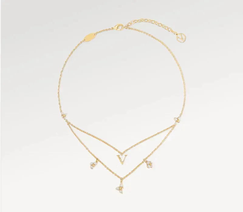 With Box Luxury Brand Women Pendant Necklaces New White Flower 18K Gold Plated Women Girls Wedding Necklace Chains Never Fade
