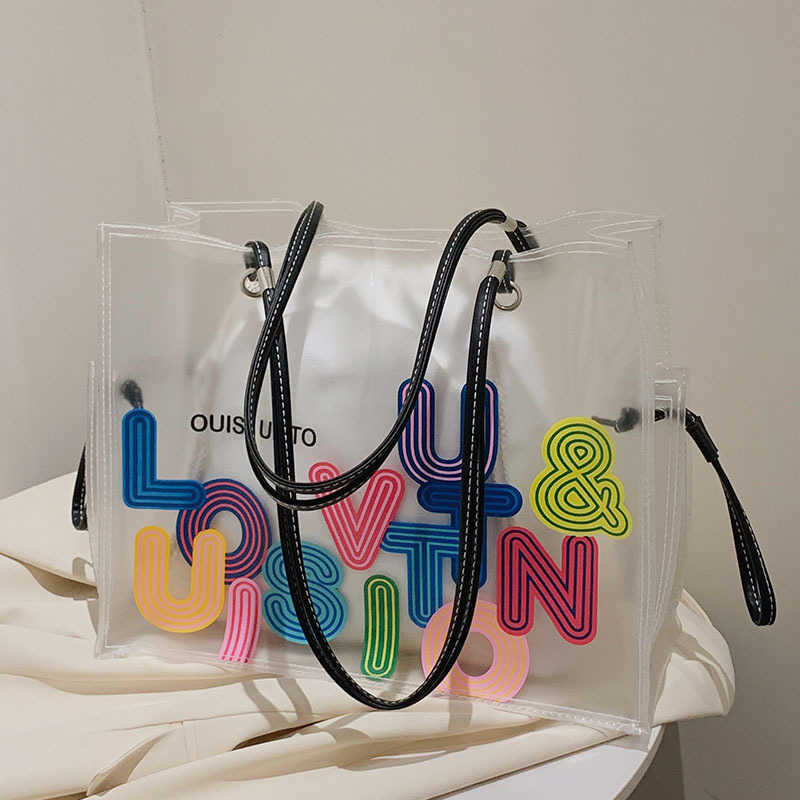 Versatile transparent jelly bag for women with large capacity 2026 new fashion niche portable shoulder bag tote bag spring and summer L260226