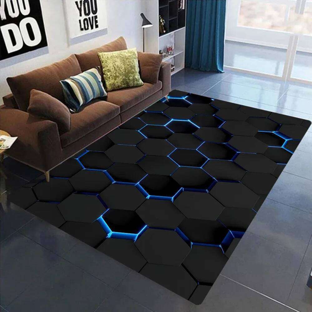 3D Geometric Carpet Neon Lights Rugs Hexagons Carpets for Home Play Gaming Room Decor Livingroom Bedroom Teens E-Sport Rug Mat H260226-image-1095591976