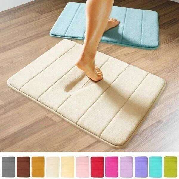 40x60cm Water Absorption Bath Rug Coral Fleece Memory Foam Bathroom Kitchen Door Floor Mat Carpet H260226-image-1095576222