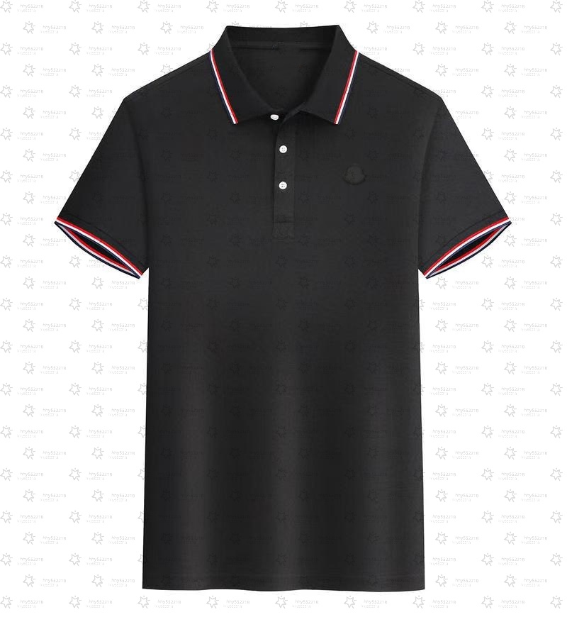 Men's T-shirt designer black and white short sleeved high-end high-quality men's embroidered letter pattern POLO shirt couple top 100% pur