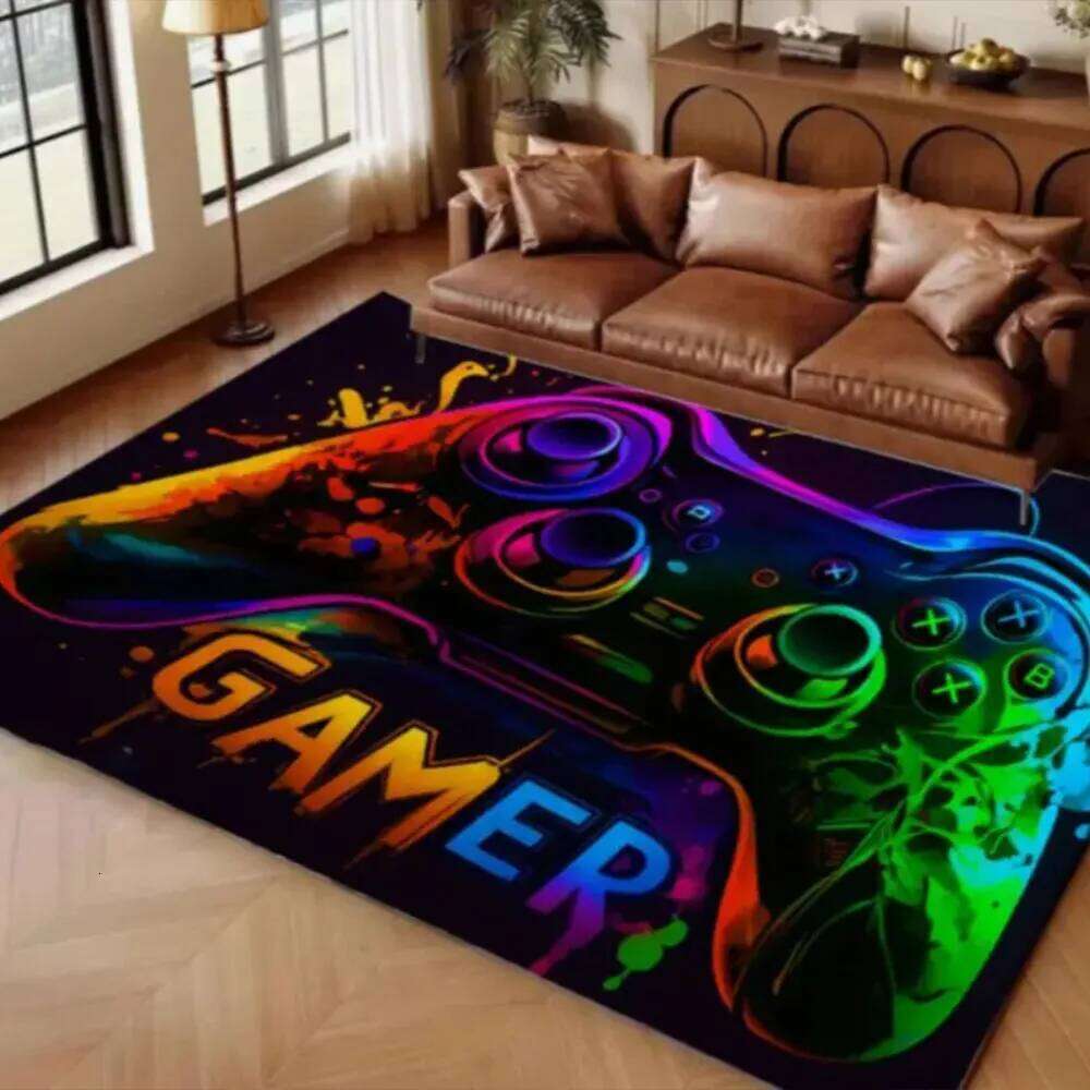 Flannel Carpet Halloween Controller Game Room Pattern Floor Mat Gaming Player Atmosphere and Non Slip Mats H260226-image-1095598448