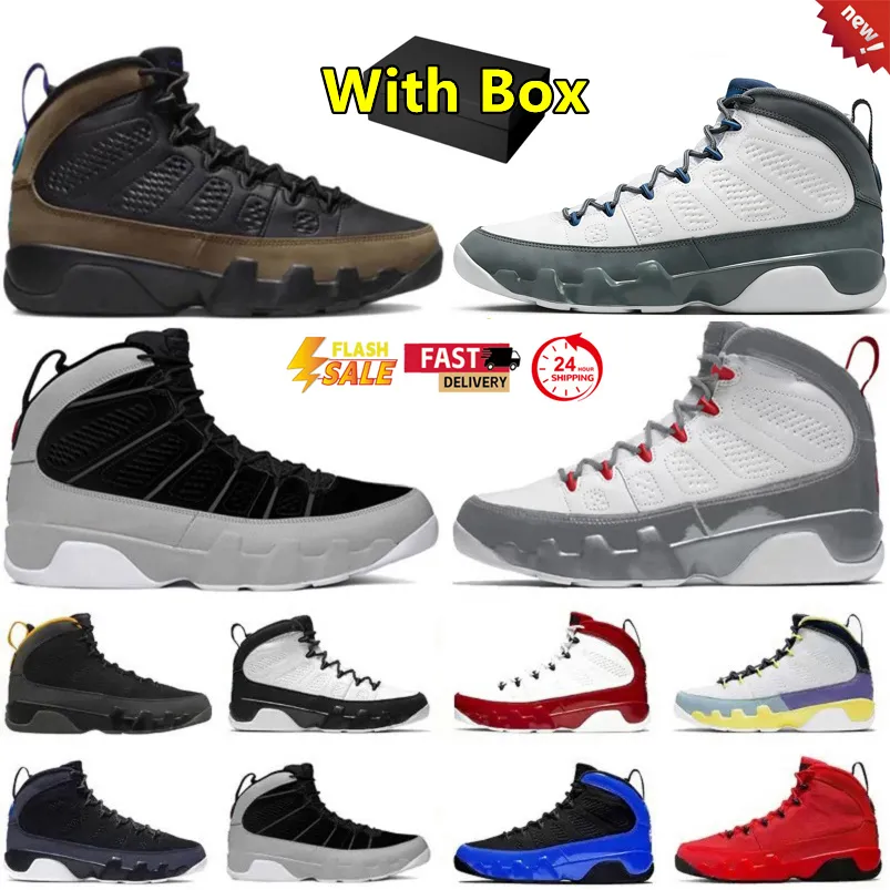 2026 avec boîte 9 9s chaussures de basket-ball pour hommes Cool Flint Grey Space Jam Gym Red University Blue hommes formateurs baskets de sport s