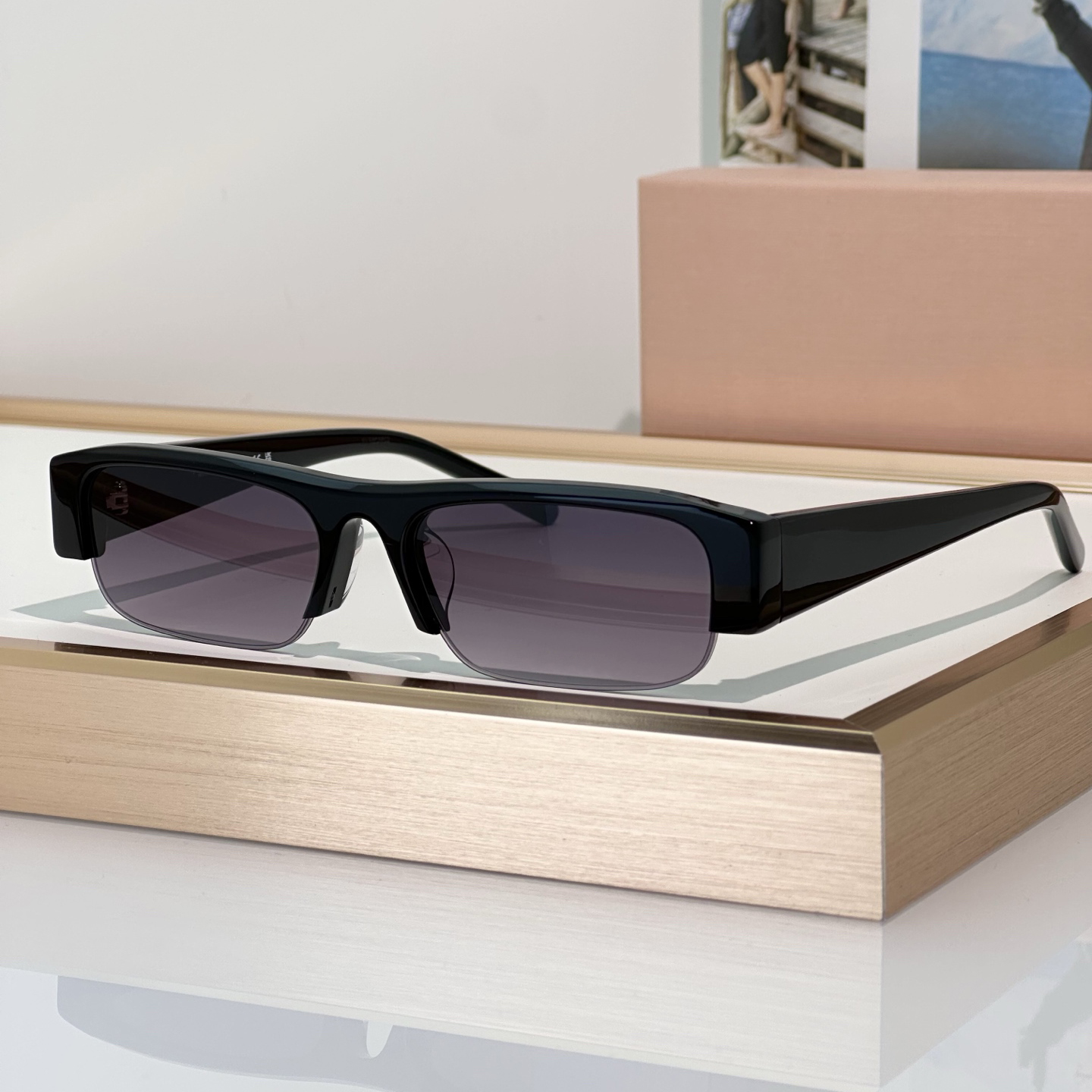 Sunglasses For Men Women Summer Popular B07 Designer Stylish Outdoor Fashion Style CR39 Anti-Ultraviolet Plate Acetate Square Half Frame Glasses Ran