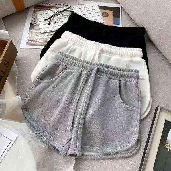 Mini cotton summer Korean version casual sports shorts women loose wide legs A word H260226-image-1095496939