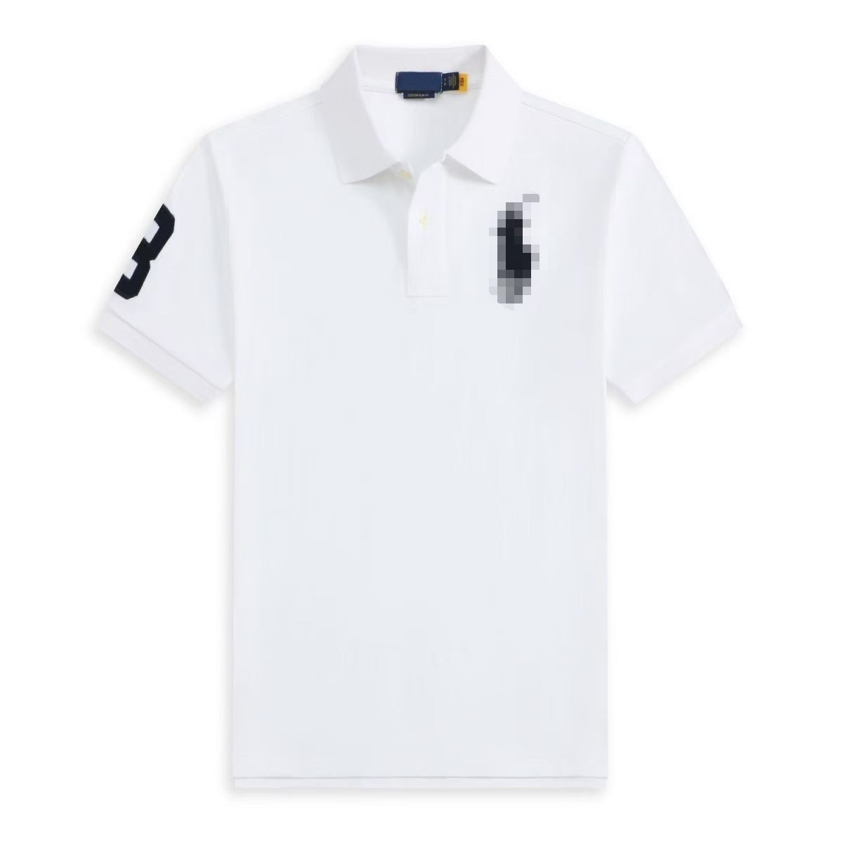 Men Classic Pique Cotton Polo Shirt Big Pony Embroidery Chest Logo Number 3 Print On Sleeve 2 Colors Breathable Short Sleeve Business Casual Top