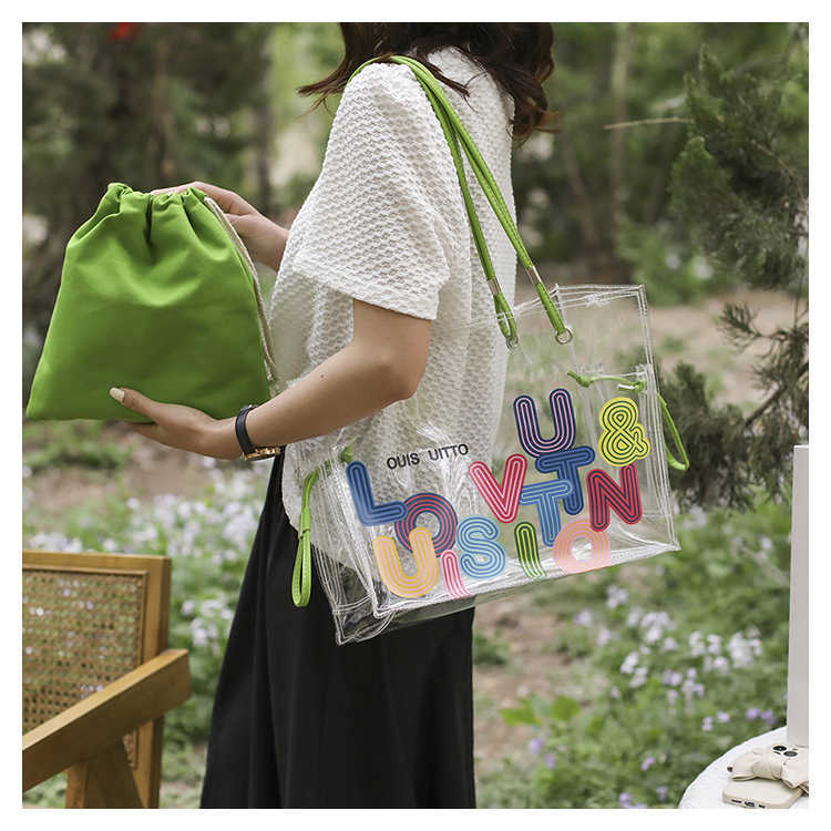 Womens Bag Versatile Transparent Jelly Bag Large Capacity New Fashion Niche Handbag Shoulder Bag Tote Bag Spring Summer S26226-image-1095567355