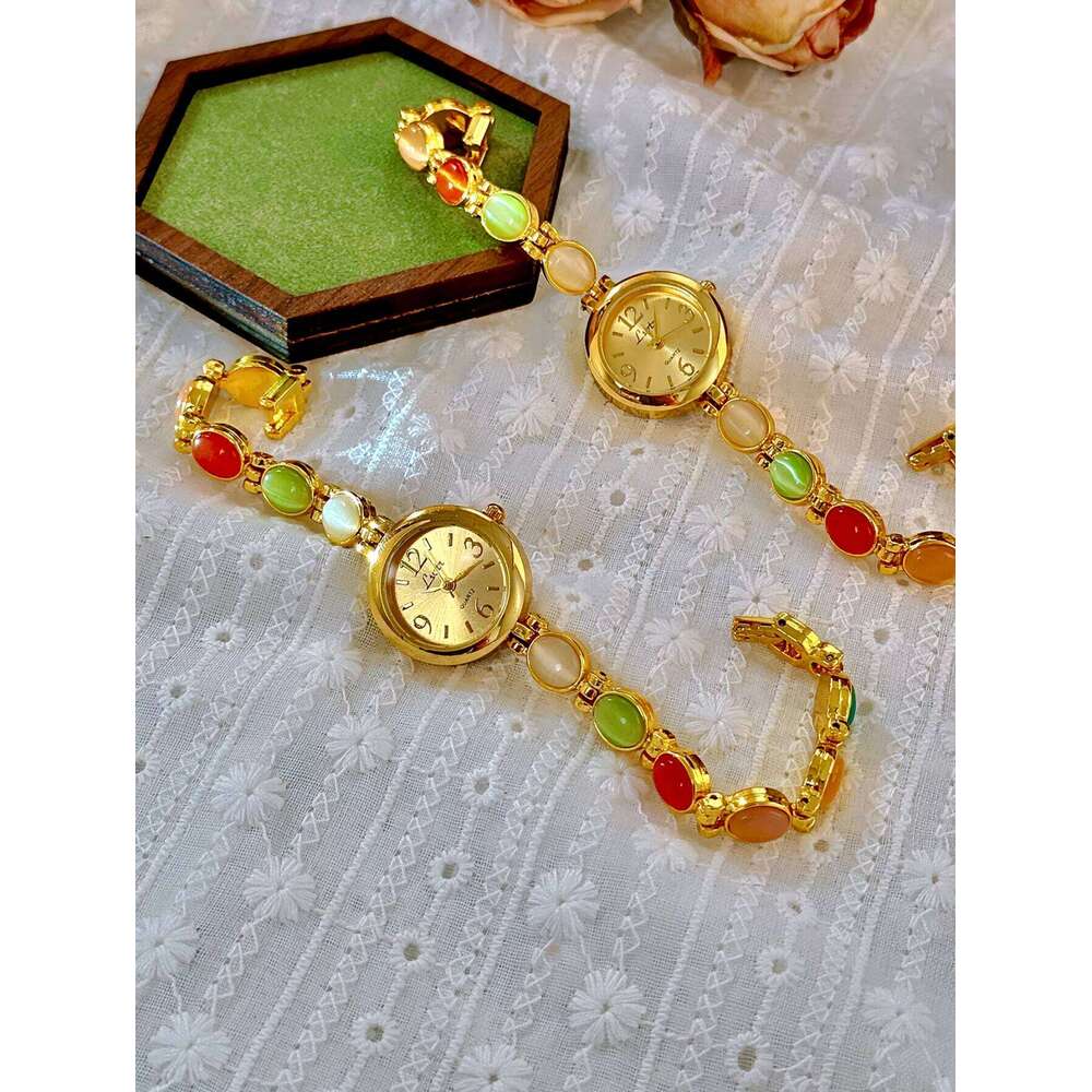 1 Piece New Fashionable with Colorful Candy-Colored Gemstones, Featuring Variety of Exquisite Cat's Eye Stones in Various Colors, Cute, Romanti
