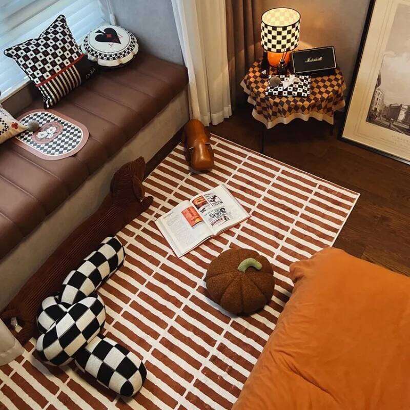 VIKAMA Scandinavian Style Striped Facecloth Carpet Brown And White Simple Design Living Room Sofa Area Home Decoration H260226-image-1095645894