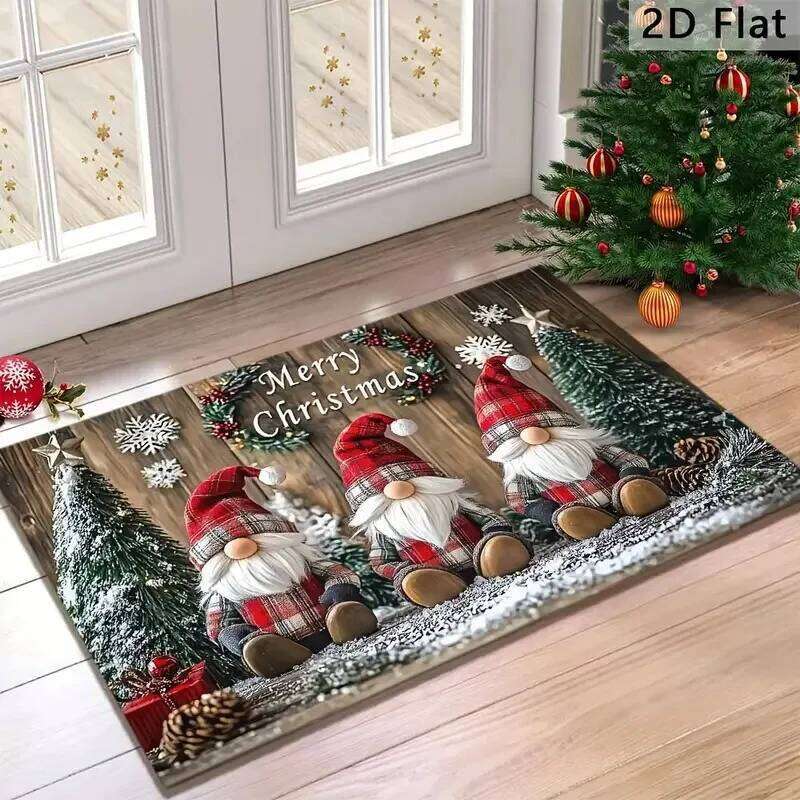 Christmas Gnome Snowman Themed Entrance Door Indoor Rug Dirt Resistant Foot Festive Home Decor Mat for Foyer Kitchen H260226-image-1095592606