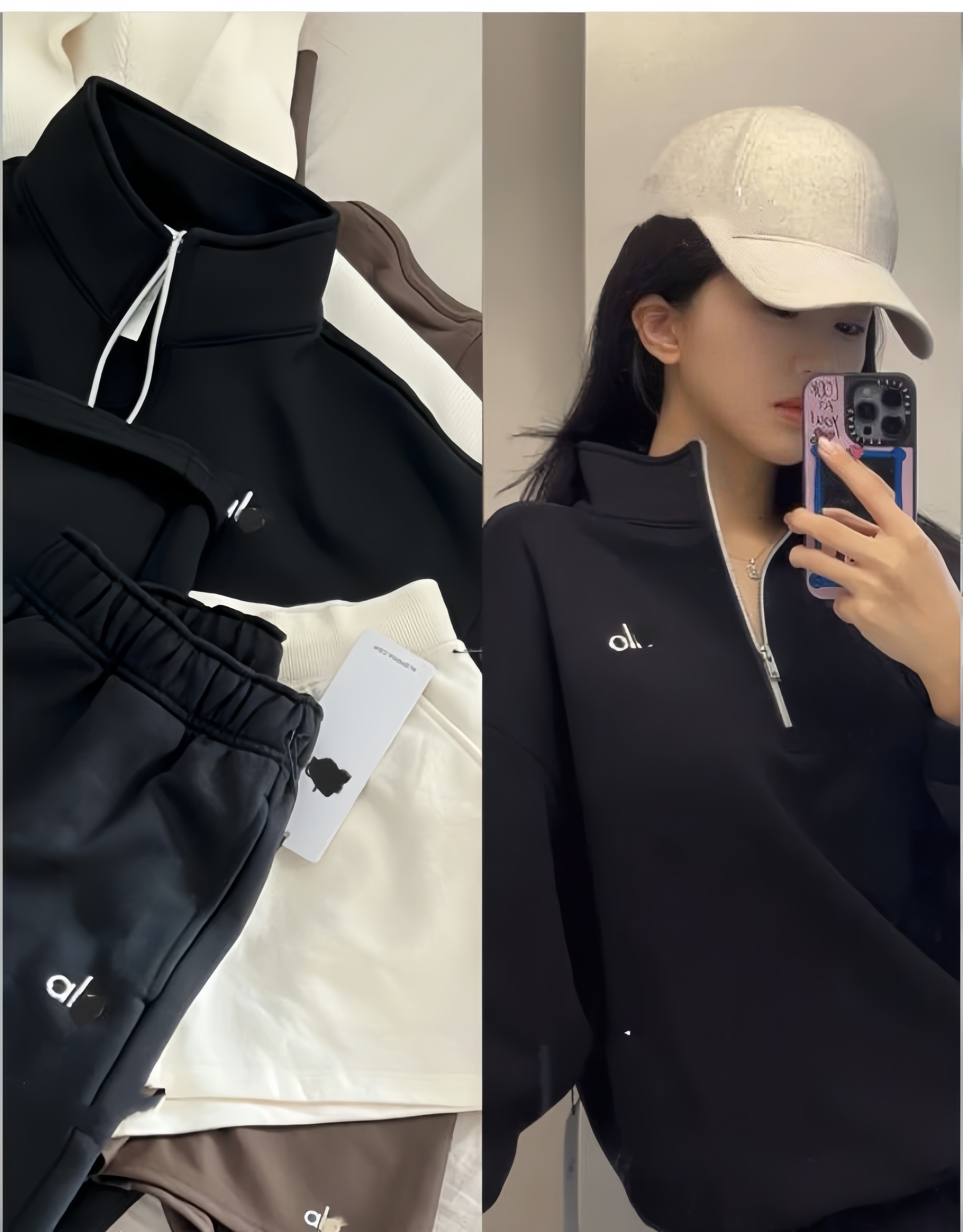 Femmes Hommes Ensembles Designer Quarter Zip Sweat-shirt Pantalons de survêtement Pull à capuche Veste Pull Yoga 1/4 Full Zip Crew Veste Pantalon