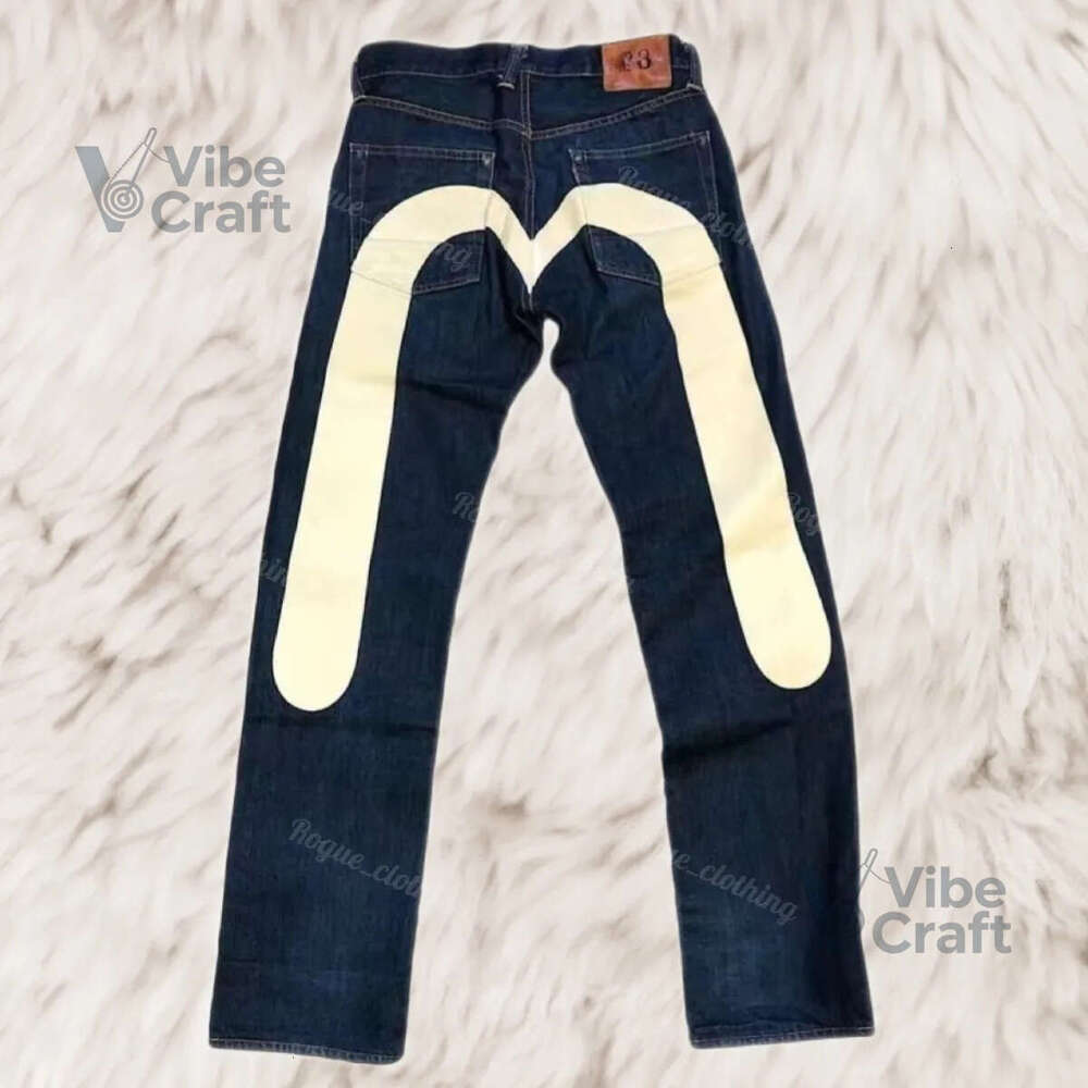 evisujeans High Quality Evisuly Designer 5A Top Luxury Straight Tube Wide Leg Brand Pants Hip Hop Street Jean Patch Hole Beggar M Shaped Eviso Jeans