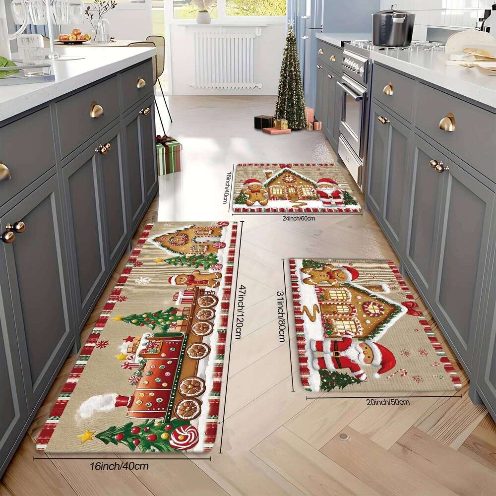 VIKAMA Merry Mat, Christmas Rug House Santa Tree Kitchen Rugs Living Room Carpet Home Decor Welcome Door H260226-image-1095597122