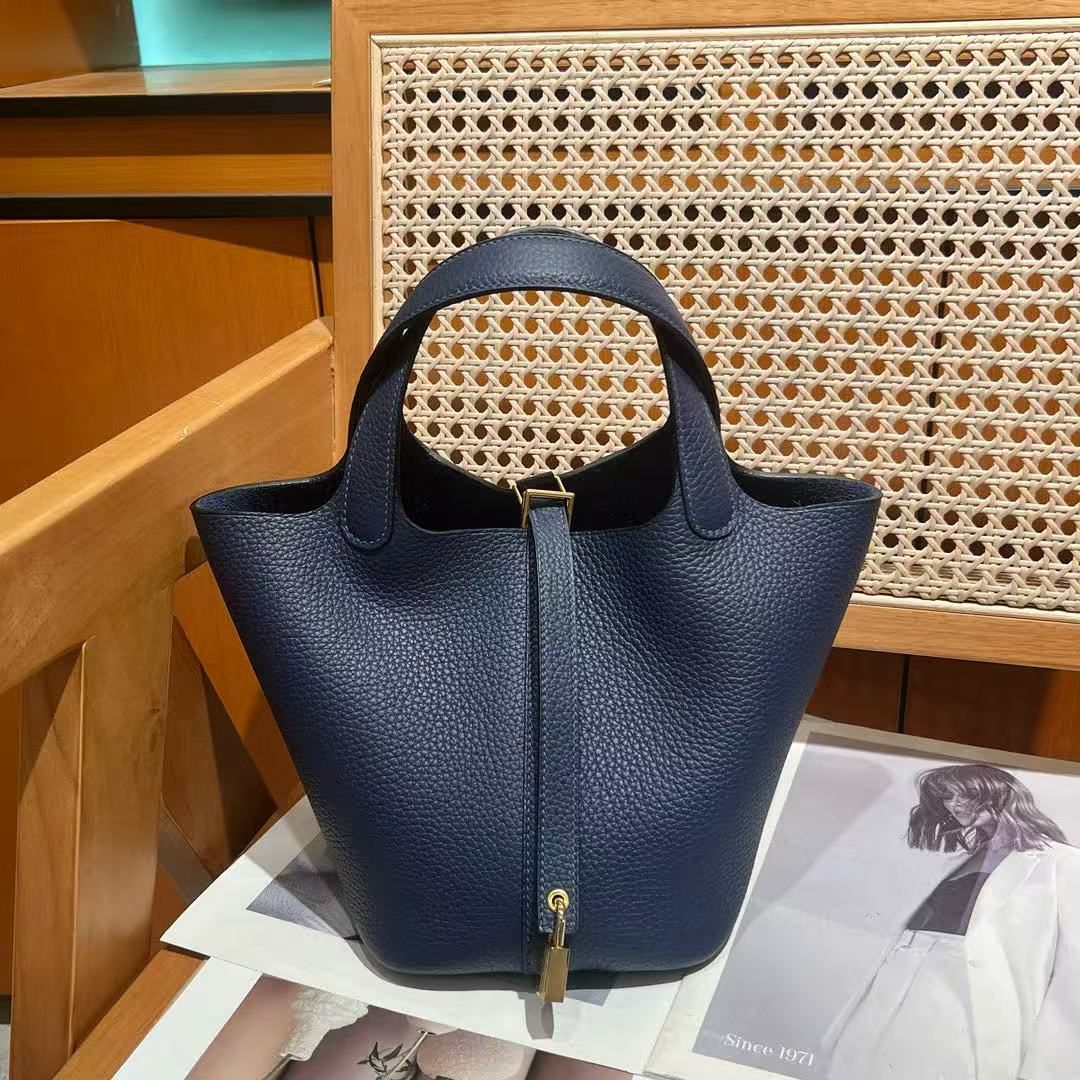 Wax line 19A Mirror Quality Full Handmade Limited edition Designer handbag shoulder bag Luxury garden 18m TC leather deep blue original packaging