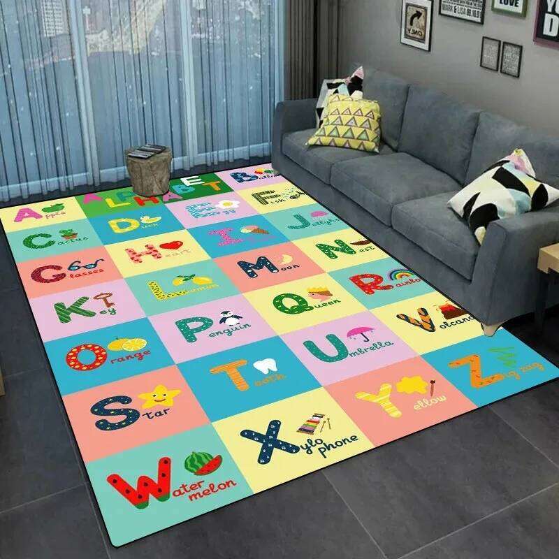 Lettered Carpet - Children's Colorful Educational Mat Suitable for Living Room Bedroom Playroom Kitchen Bathroom Floor Carpeting H260226-image-1095586532