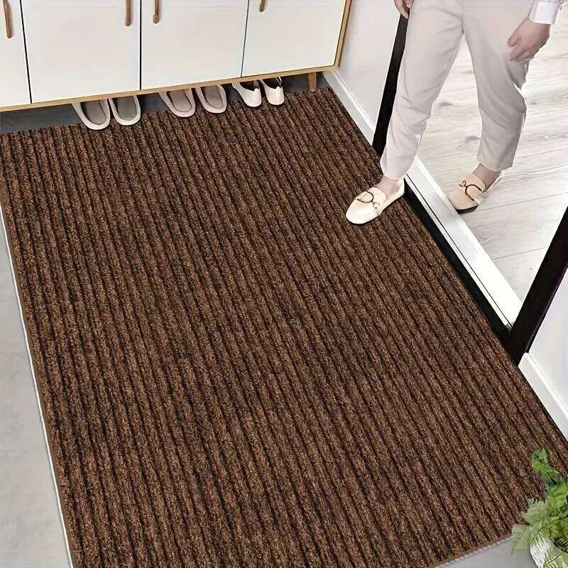 1pcs Double Stripe Non-Slip Doormat Entryway - Heavy Duty Dirt Resistant Rug Indoor Outdoor Carpet for Home/Office H260226-image-1095586056