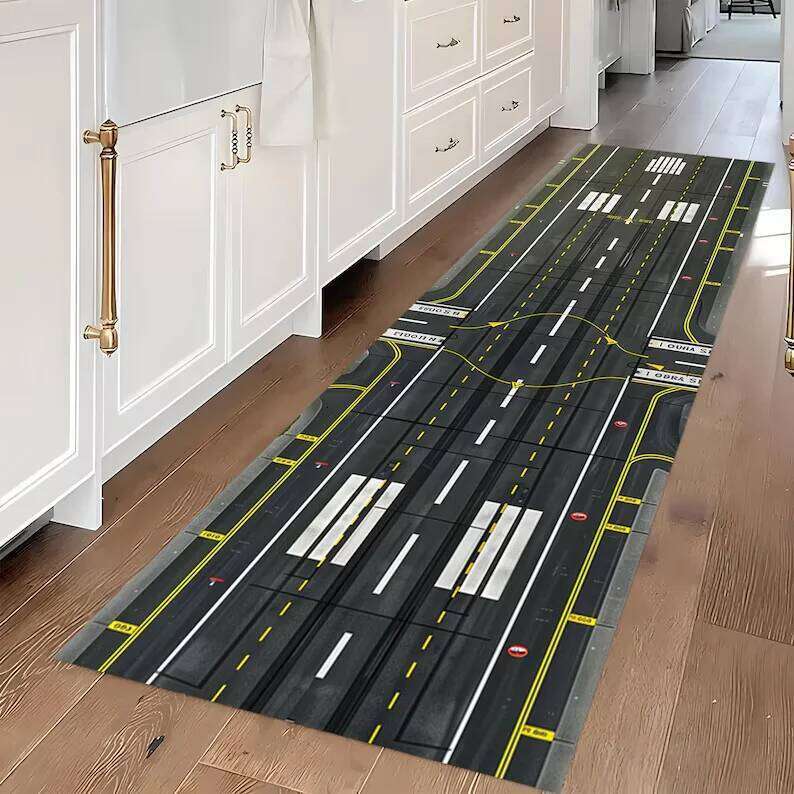 Airplane Runway Rug Kids Airport Decor Non-Slip Cotton Base Living Room Bedroom Home Decoration H260226-image-1095573313