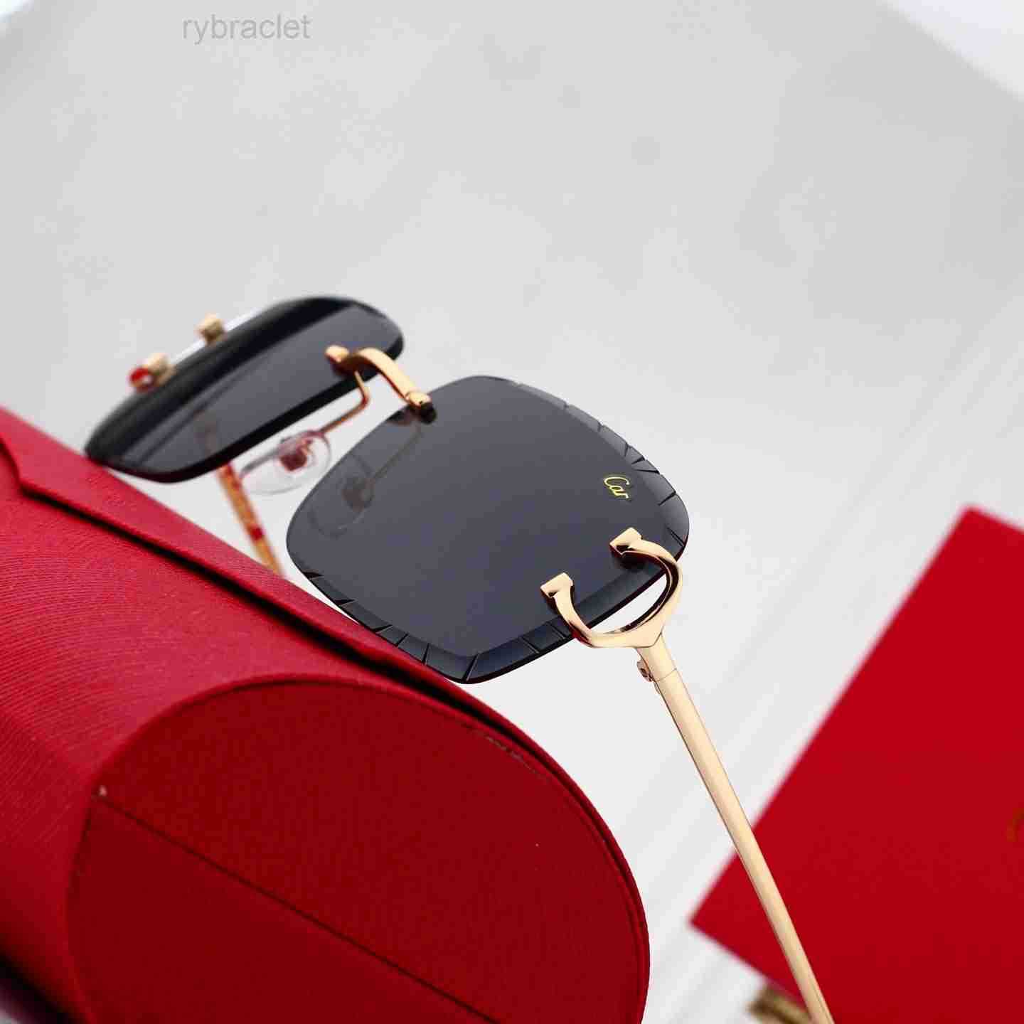 Designer Sunglasses Men Women sunglasses Fashion Classic Frame Glasses Leopard Head Composite Metal Rimless Optical Frame Sunglasses UV 400 With Box