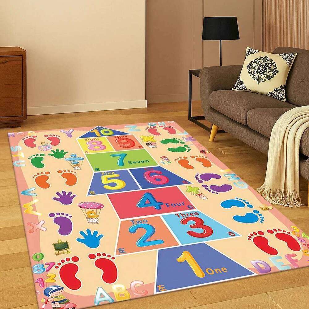Child Digital Games Hopscotch Carpet Mat for Living Room Sofa Home Bedroom Doormat Kitchen Decor,Kid Play Non-slip Area Rug H260226-image-1095591369