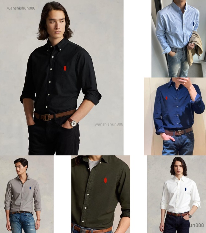 Fashion Men's Designer Pony Polo Shirt Classic Horse Embroidery Vintage Button Shirt Long Sleeve Slim Fit Solid Color Breathable HighEnd Cotton