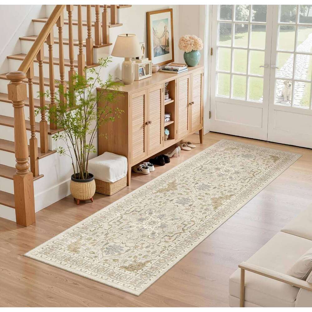 Boho Retro Long Floor Rug Non-slip Wear-resistant Hallway Runner Mat for Bedroom Living Room Home Decoration Carpet H260226-image-1095602385