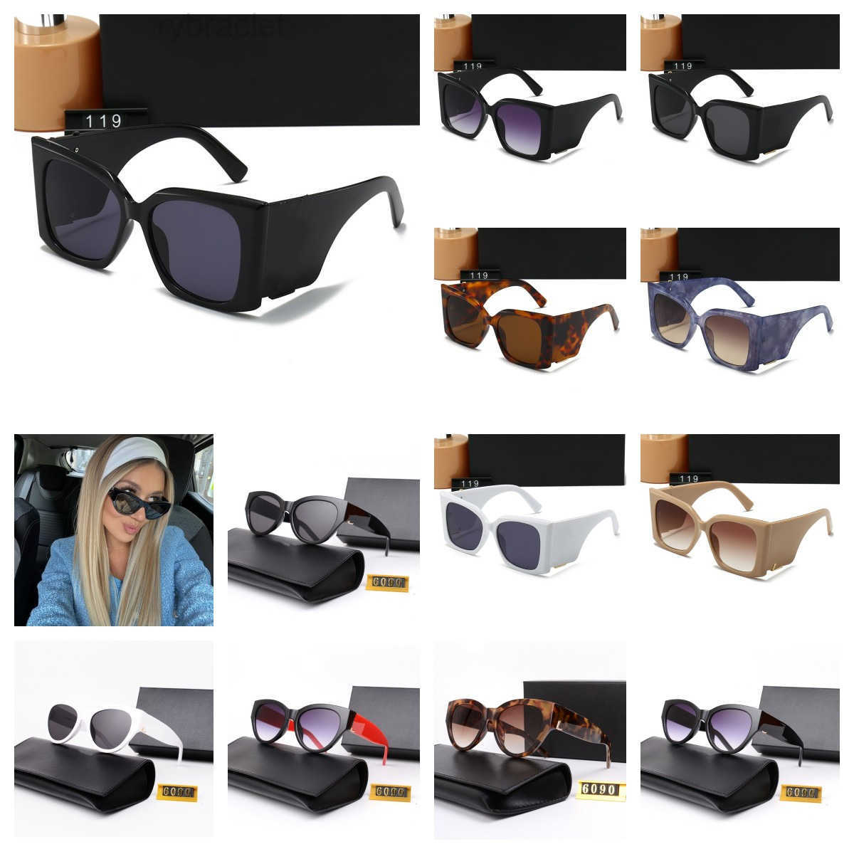 Square black frame Sunglasses Women Designer Luxury Men Women SunGlasses Classic Vintage UV400 Outdoor Sun glasses with box 01 6FMA