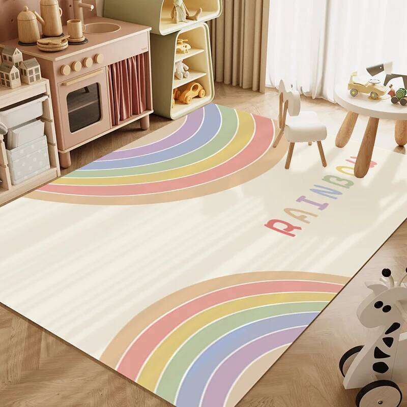 VIKAMA Cartoon Rainbow Crystal Velvet Carpet Children's Crawl Living Room Full Spread Bedroom Play Mat Home Decor H260226-image-1095597452