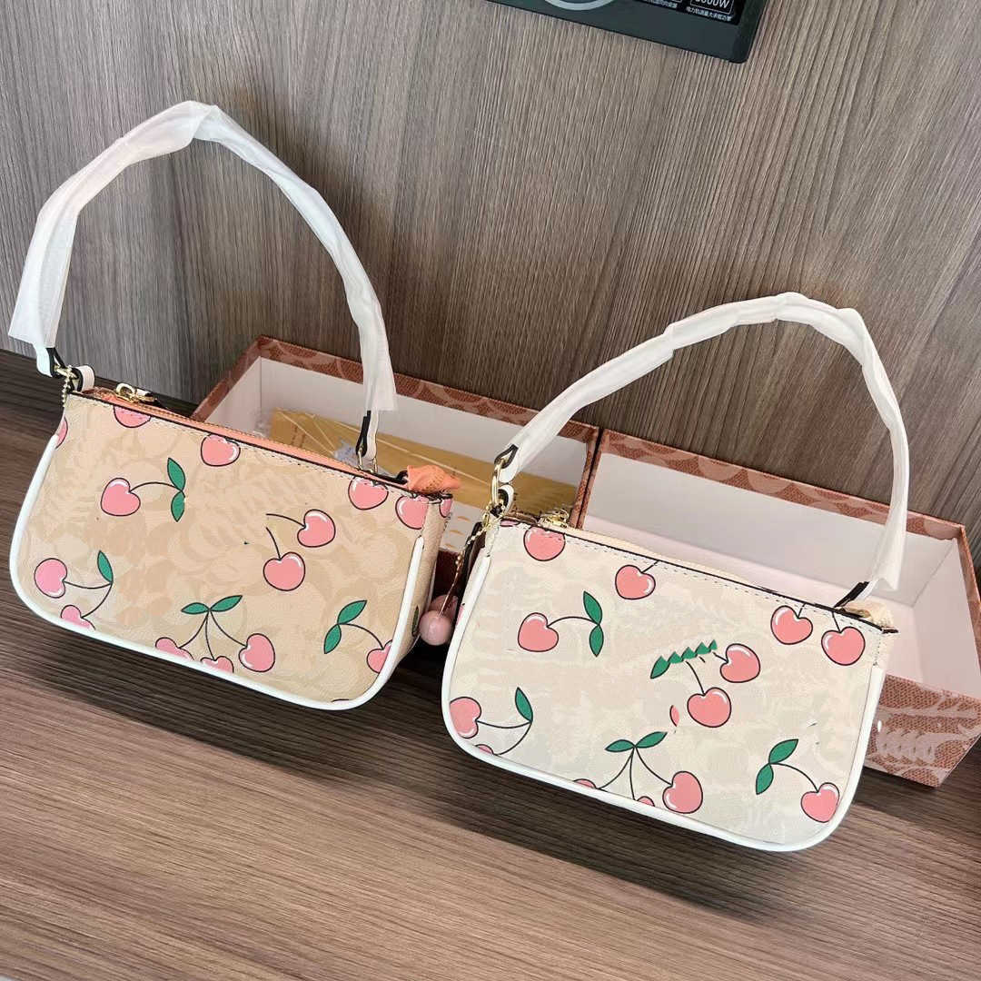 Small Bag for Women 2024 New Cherry Pendant Underarm Bag Printed Bag for Women Single Shoulder Crossbody Bag S26226-image-1095567335