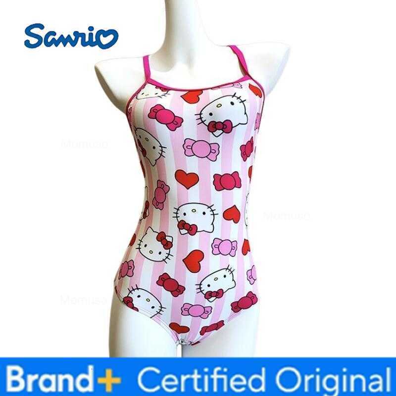 Sanrio Hello Kittys Swimsuit Creativity New Style Cartoon Beach Skirt Hot Girls Ins Kawaii Bikini Student Competitive Swimsuit H260227-image-1095748000