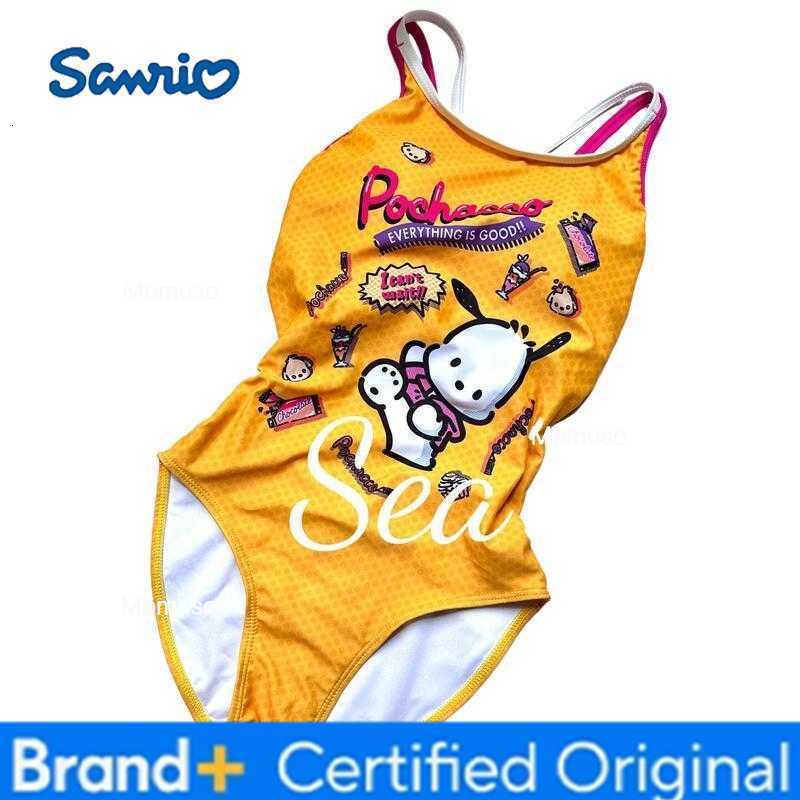 Sanrio Pochacco Swimsuit Creativity Cute Sporty Style Fashion Double Layer Swimsuit Hot Kawaii Student Backless Holiday Gifts H260227-image-1095749555