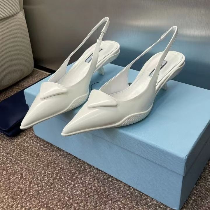 Top Designer Brushed Miss Sandals Brand Pumps Women's slingback pump signature sandals White Leather pumps pointed-toe Sling Back Sandal Low St