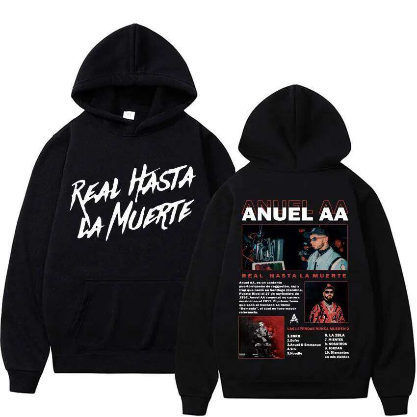 Anuel AA Real Fino La Muerte Rap Sweats à capuche pour hommes et femmes, sweat-shirts de style hip hop vintage extra larges sweats à capuche Hara