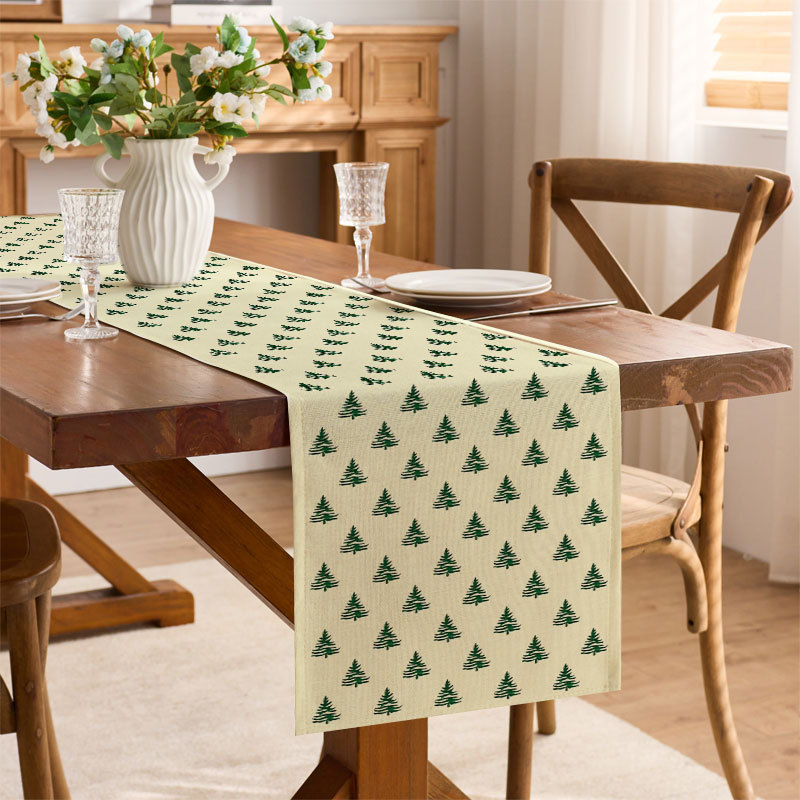 Linen-style printed table runner, Christmas-themed home party table decoration cloth, placemat, tablecloth.MJDV01-image-1103798146
