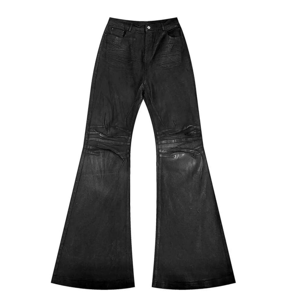 American Retro Heavy Industry High Street Coated Micro-Flared For Men And Women Black Gothic Vintage Casual Loose Jeans Z260227