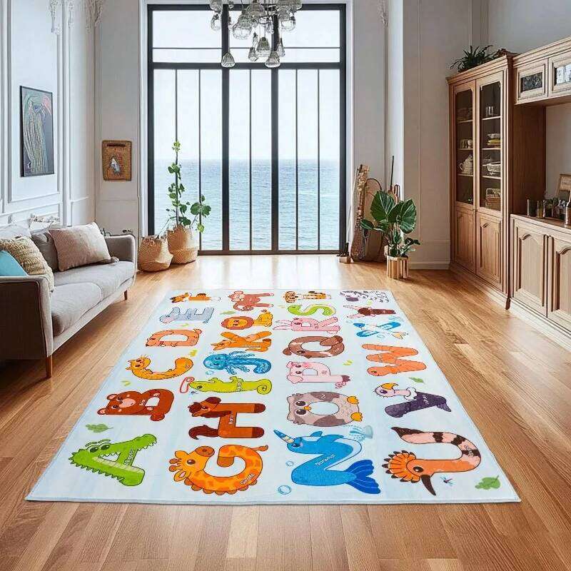 ABC Alphabet Animal Educational Carpet Mat Rug Non-Slip Play Home Decor for Kids Bedroom Playroom Nursery Kindergarten H260226-image-1095647907