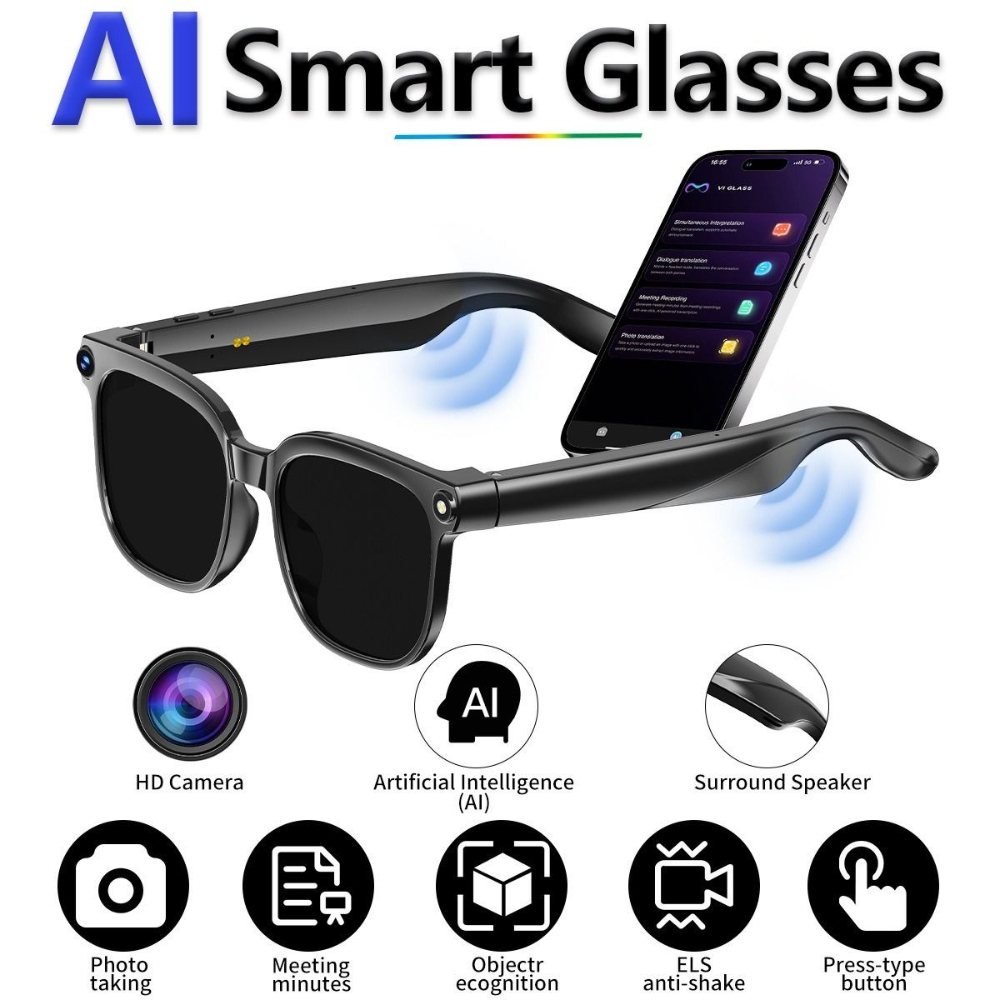 2026 Smart glasses camera with 8MP camera, video recording, simultaneous translation, Bluetooth calling, and AI capabilities.-image-1101350233