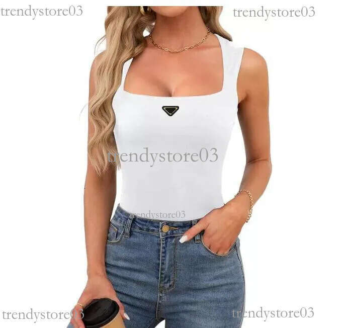 Women designer Tops Knits Tees t shirt Sweater Crop Embroidery Sexy Offs Shoulder Black TankPrads Casual Sleeveless Backless Top Shirts Solid Color