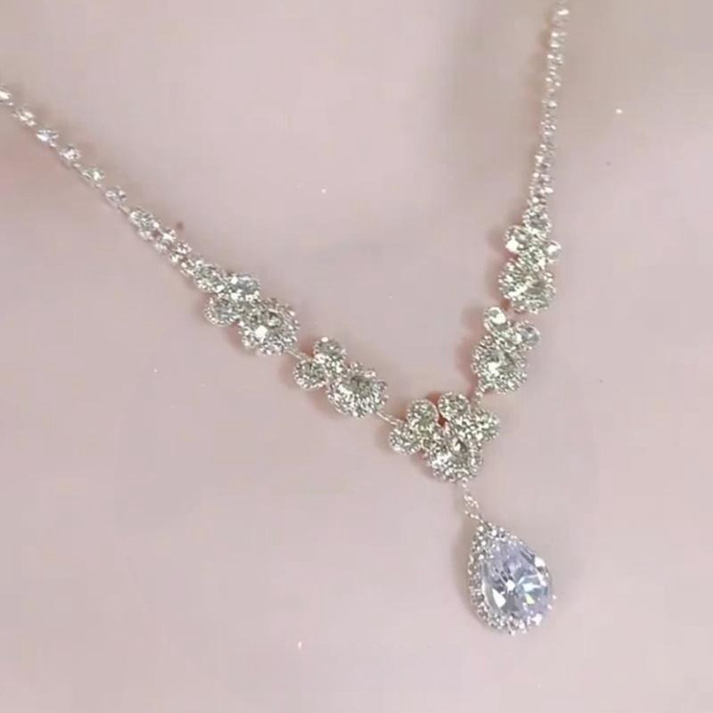 Gorgeous Sparkling Zircon Princess Necklace For Women Elegant Minimalist Delicate Clavicle Chain Fashion High-end Jewelry Gift-image-1103937273