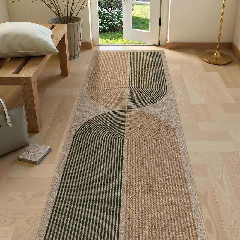 Modern Geometry Art Runner Minimalist Solid Color Coil Ripple Pattern Carpet Bedroom Bedside Entrance Long Door Mat Rug H260227-image-1095654833